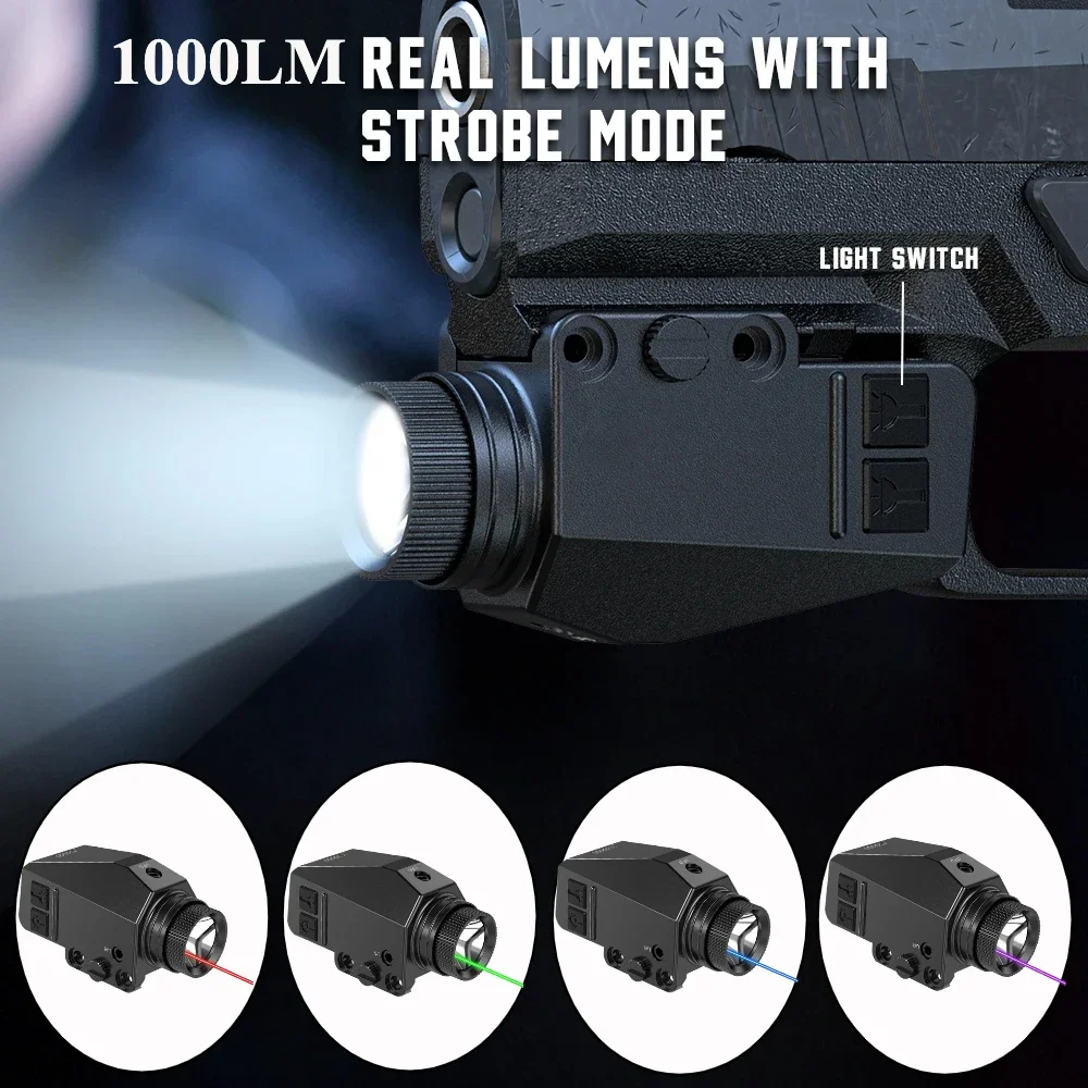 Timing Light Gun - 1000LM Taktische LED-Taschenlampe Combo Rot/Grün/Blau/Violett Punkt-Laserzielvorrichtung